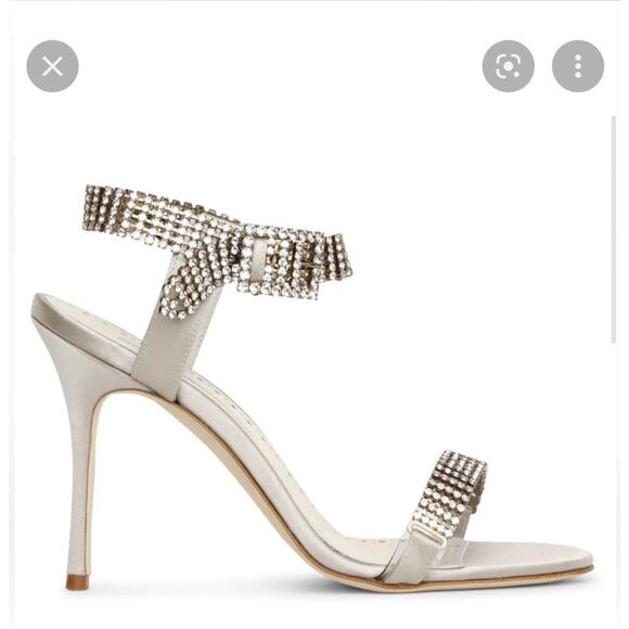Manolo Blahnik Bashifa Crystal Pearl Silver White Wedding Shoes 36.5 - Picture 1 of 12